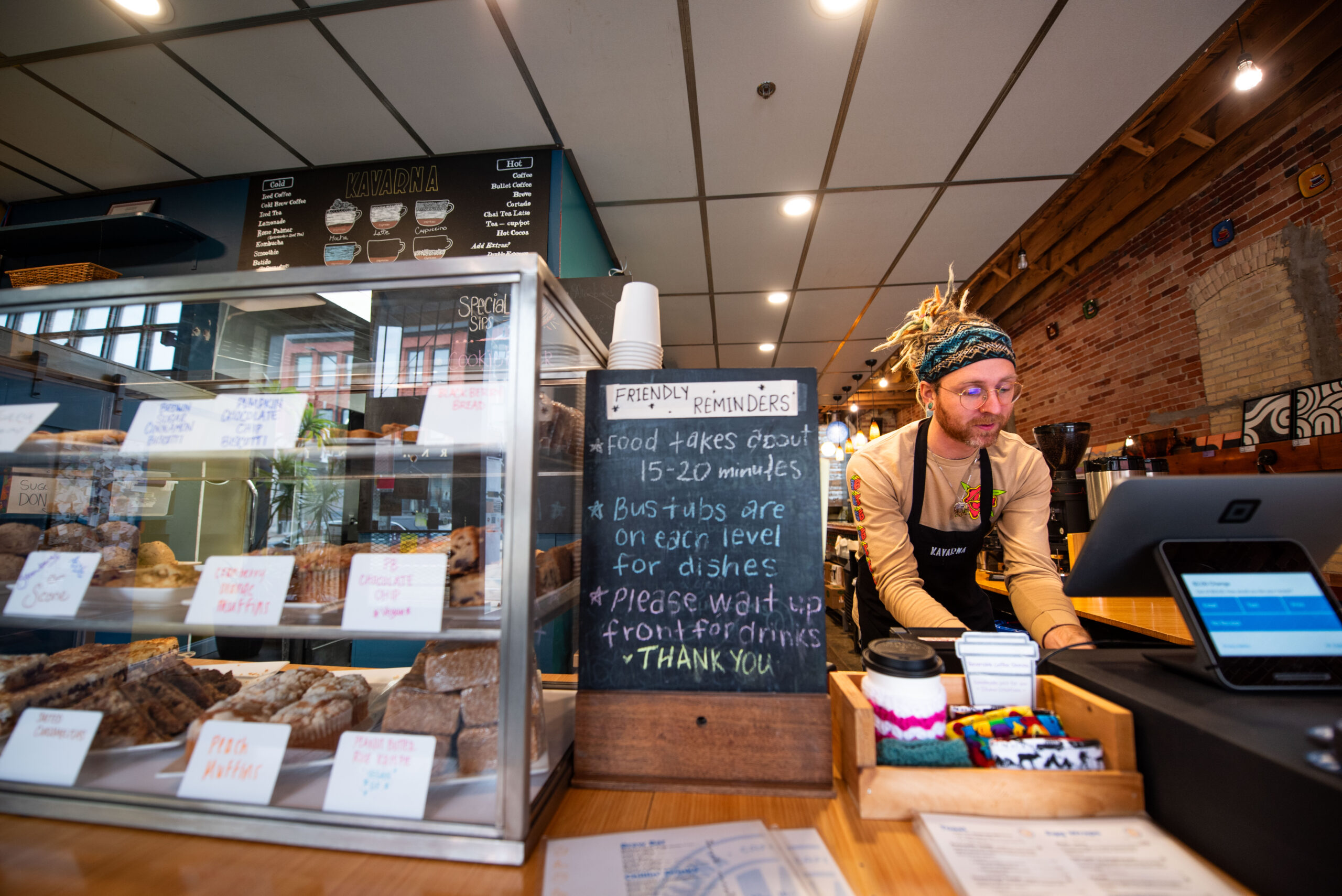 Photo of a electronic cash register kiosk at Kavarna Coffee in Green Bay.