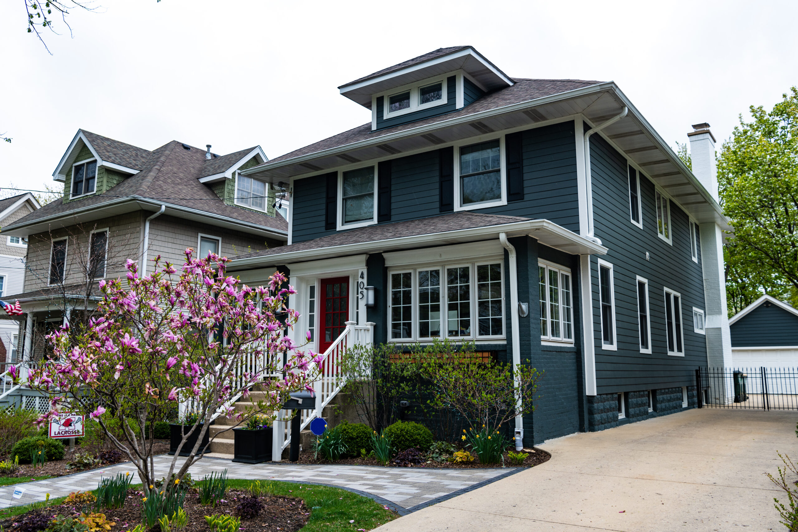 An image of a home in a neighborhood.