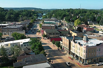 Ariel picture of downtown Mayville