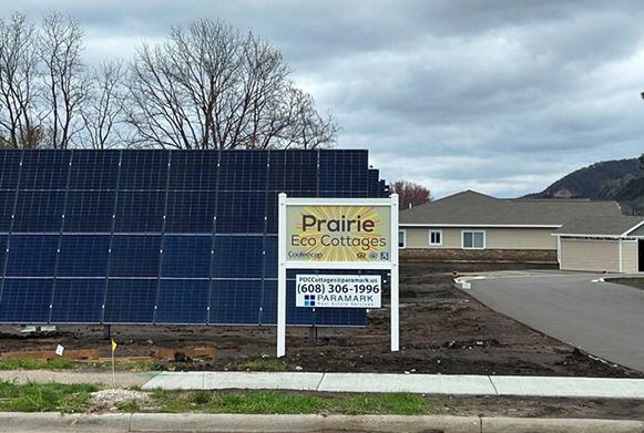 Solar panels at the Prairie eco cottages.