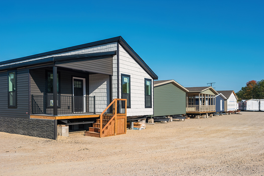 A neighborhood of manufactured homes. A neighborhood of manufactured homes.