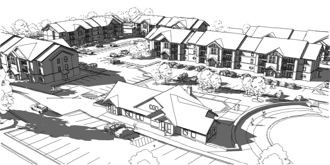 A sketch of a new housing development.